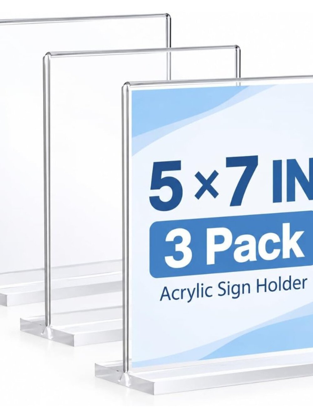 3 Pack Acrylic Sign Holder 5 x 7 Inch, Business & Store Sign Holders